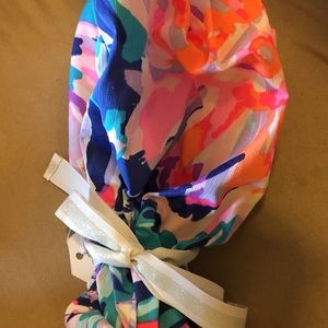 Lilly Pulitzer scrub cap  with pony tail holder